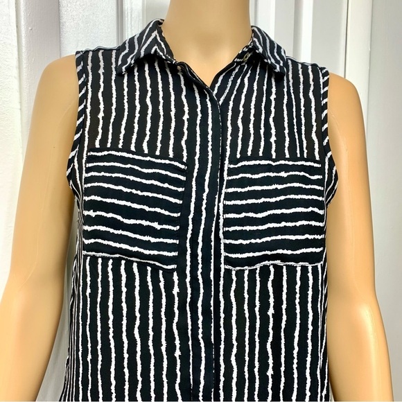 Haute Monde Black and White Button Down Shirt Casual Tunic Dress Women’s Size S - Picture 3 of 12